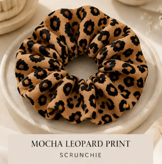 Classic Leopard Print Scrunchie (Mocha Leopard Print)