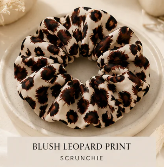 Classic Leopard Print Scrunchie (Blush Leopard Print)