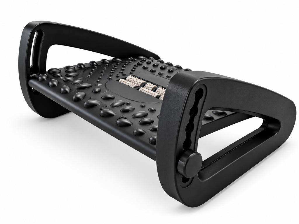 Adjustable Ergonomic Foot Rest & Calf Stretch Board with Massage Rollers
