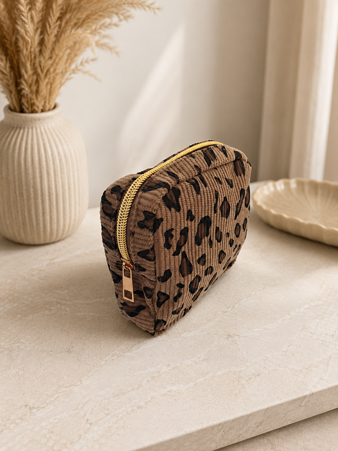 Corduroy Mini Cosmetic Bag | Travel Makeup Pouch