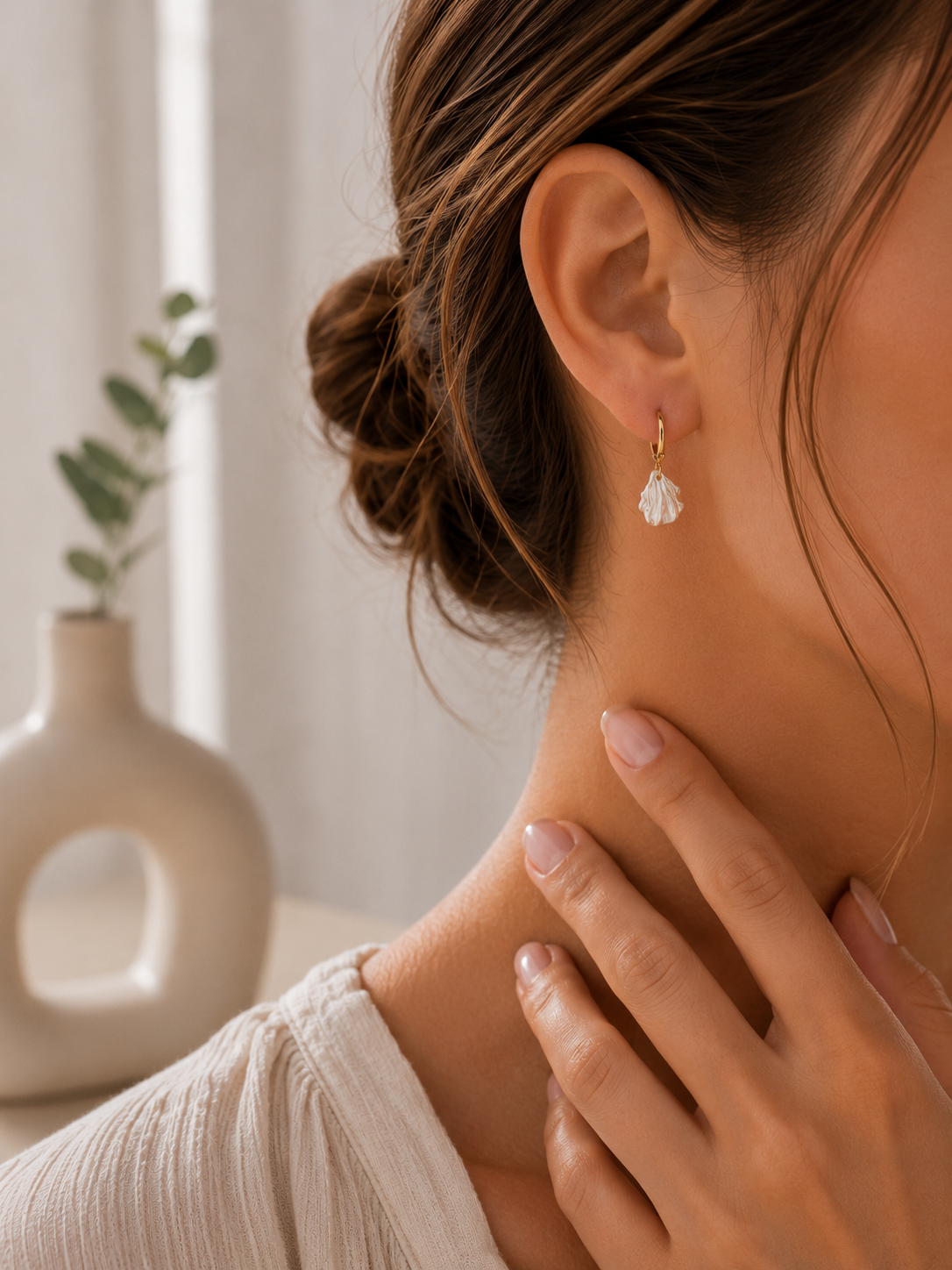 Shell Charm Huggie Earrings