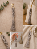 Boho Macramé Keyring / Keychain (Warm Taupe)