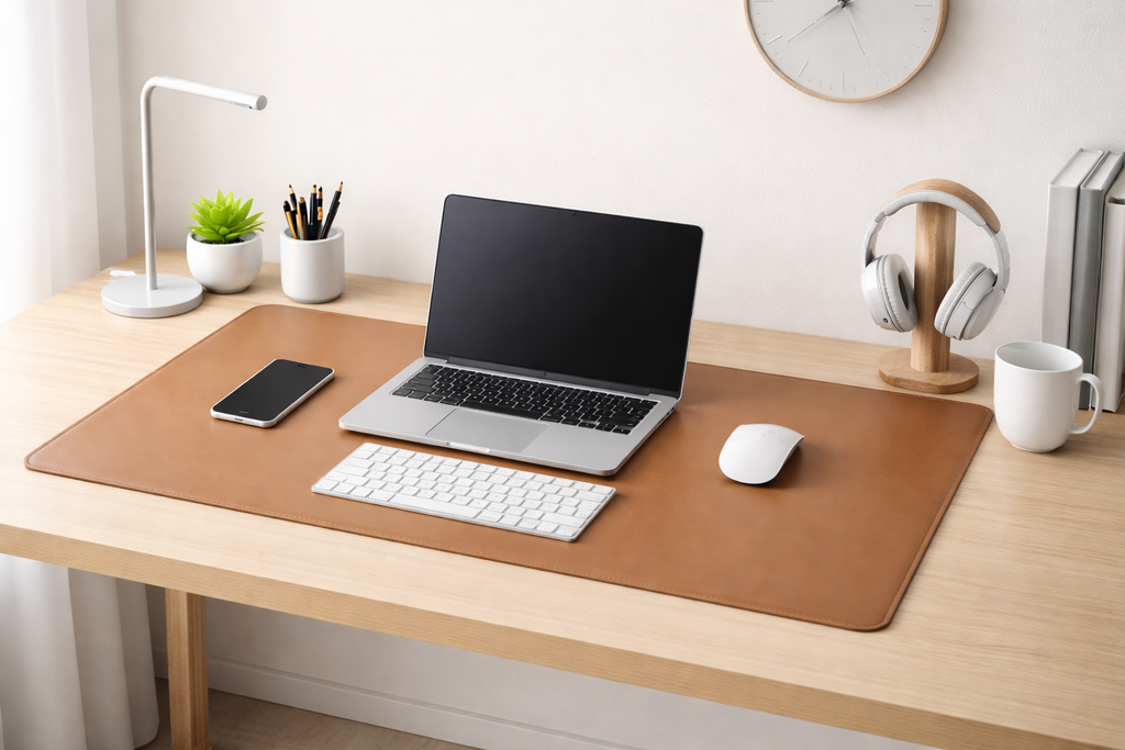 Luxury Cognac Desk Mat – Premium Leather-Look Workspace Pad (80 x 45cm)