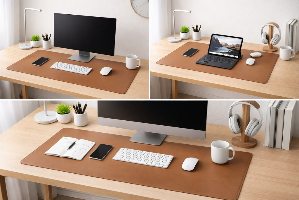 Luxury Cognac Desk Mat – Premium Leather-Look Workspace Pad (80 x 45cm)