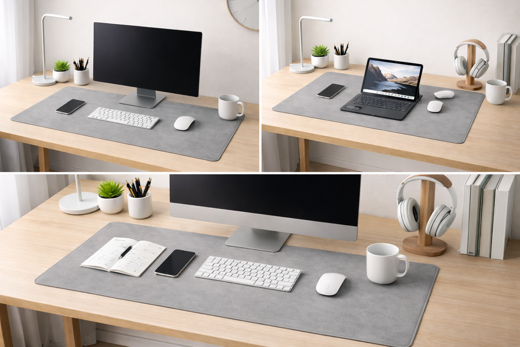 Luxury Stone Grey Desk Mat – Premium Leather-Look Workspace Pad (80 x 45cm)