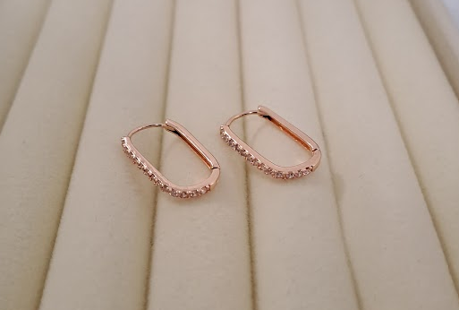 Rose Gold Pavé Huggie Hoop Earrings
