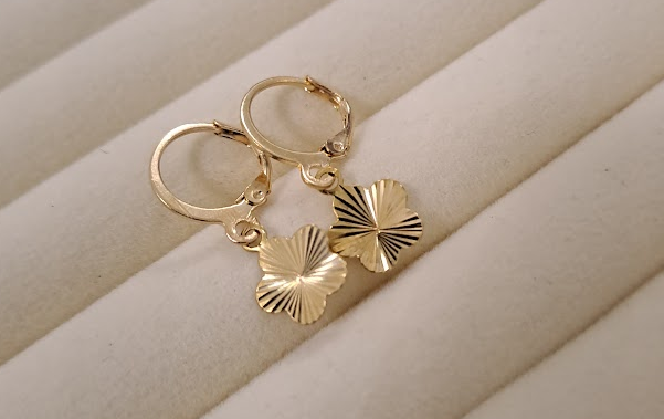 Gold Ginkgo Leaf Hoop Earrings