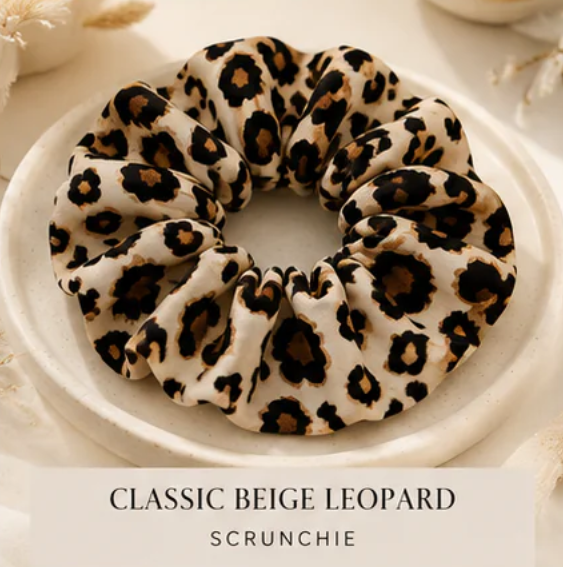 Classic Leopard Print Scrunchie (Clssic Beige)